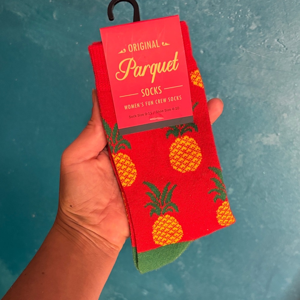 Parquet Red Pineapple Crew Socks
